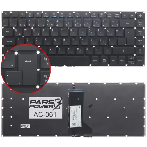 Acer P248-M Notebook Klavye Işıklı (Siyah TR)