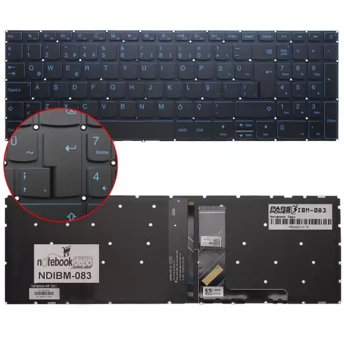 Lenovo 5CB0N86311, 5CB0N86407, LCM16H63US-686 Klavye Mavi Işıklı (Siyah TR)