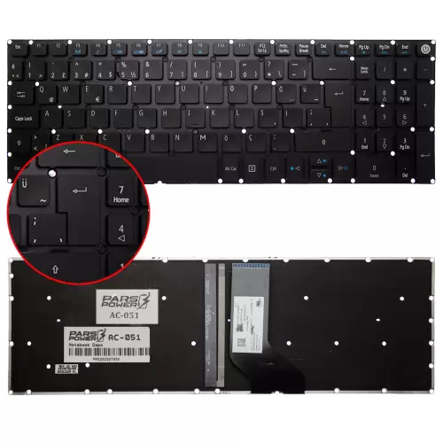 Acer Aspire VN7-792G-520R Notebook Klavye Işıklı (Siyah TR)