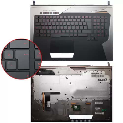 Asus ROG G752V, G752VT Notebook Klavye Işıklı - Üst Kasa (Siyah TR)