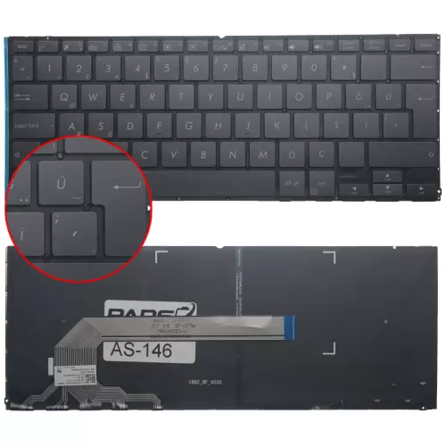 Asus ZenBook UX370UA Serisi  Klavye Işıklı (Siyah TR)