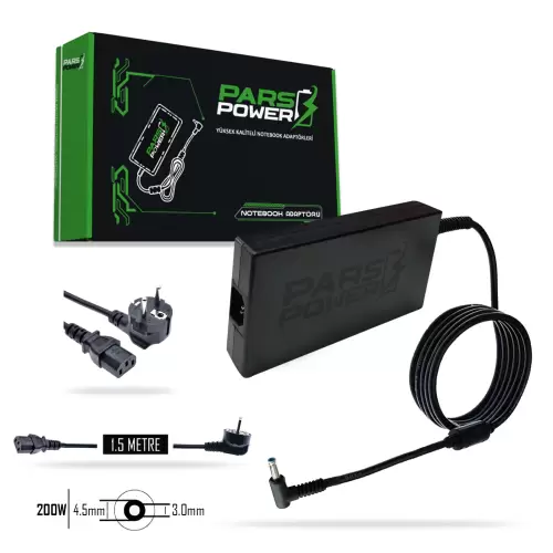 PRS-101 200W Slim 19.5V 10.30A (4.5*3.0mm) Adaptör Şarj Aleti-Cihazı (Pars Power)