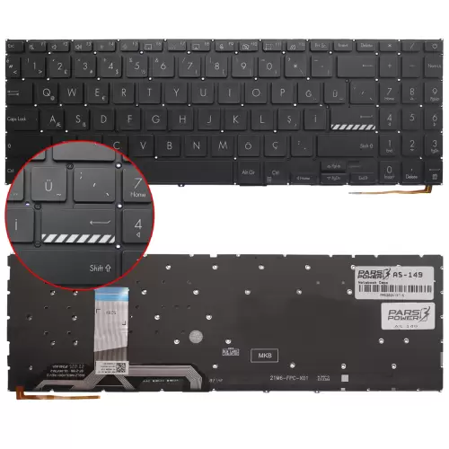 Asus ExpertBook B1 B1502 Klavye Işıklı (Siyah TR)