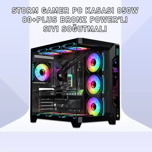 Gameagle Storm 7 Argb Fanlı Oyuncu Bilgisayar Kasası 850W 80+ Plus Bronz Powerlı Sıvı Soğutmalı (Siyah)