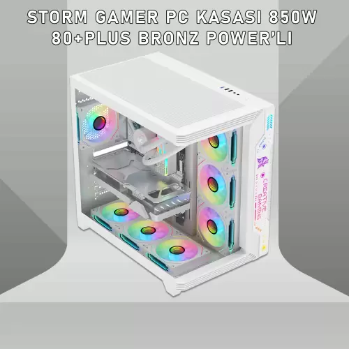 Gameagle Storm 7 Argb Fanlı Oyuncu Pc Kasası 850W 80+ Plus Bronz Powerlı (Beyaz)