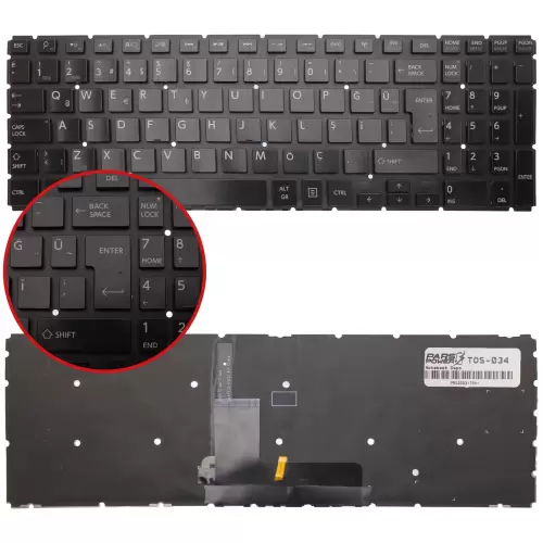 Toshiba Satellite L50-B, L50-C, C55-C, S50-B, C70-C, L70-C Notebook Klavye Işıklı (Siyah TR)