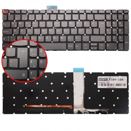 Lenovo Ideapad 3-15ıau7 82rk00hptx Klavye Işıklı (Füme TR)