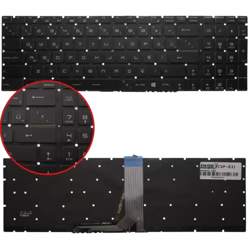 Msi Apache Pro GE62 6QD-1283XTR Uyumlu Notebook Klavye (Siyah Işıklı TR)