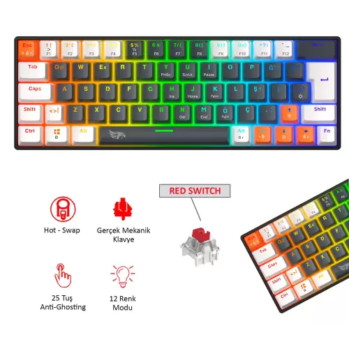 Gameagle Neopulse MK-64X2BAR Mekanik Işıklı Gamer Klavye