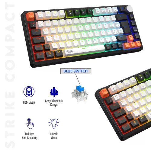 Gameagle Strike Compact MK-82X2ABB Mekanik Işıklı Gamer Klavye