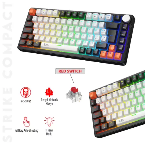Gameagle Strike Compact MK-82X2ABR Mekanik Işıklı Gamer Klavye