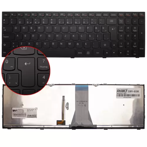 Lenovo 25214759, 25214785, 5N20H03435 Notebook Klavye Işıklı (Siyah TR)