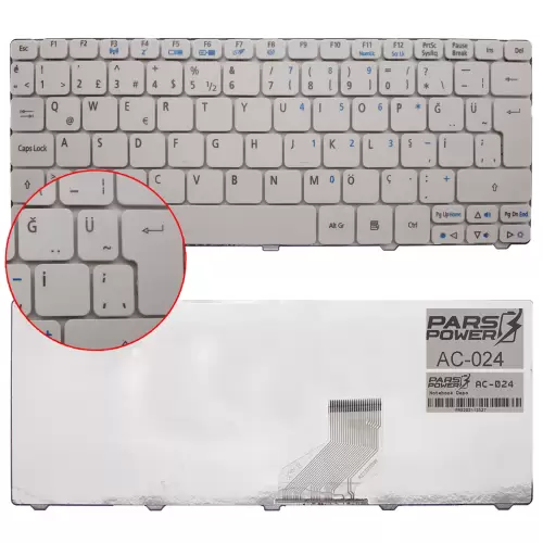 Gateway LT21, LT2100, LT2100U, LT2104U Notebook Klavye (Beyaz TR)