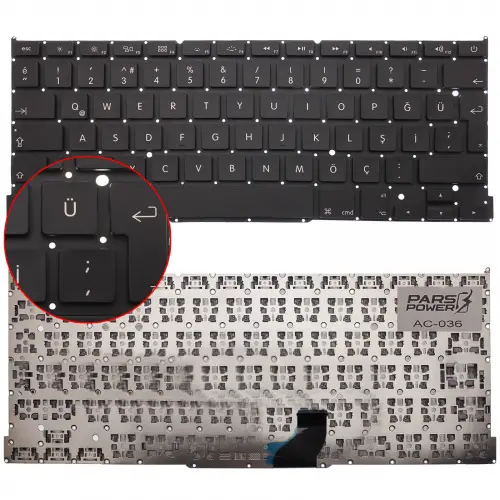 Apple A1502 Klavye (Siyah Tr)