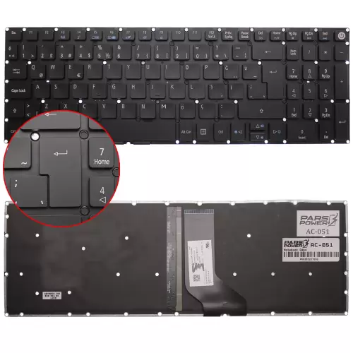 Packard Bell TE69-BA-200TK Notebook Klavye Işıklı (Siyah TR)