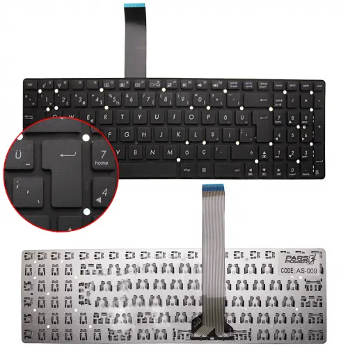 Asus K55VD, K55VJ, K55VM, K55VS, A55VD Serisi Uyumlu Notebook Klavye (Siyah TR)