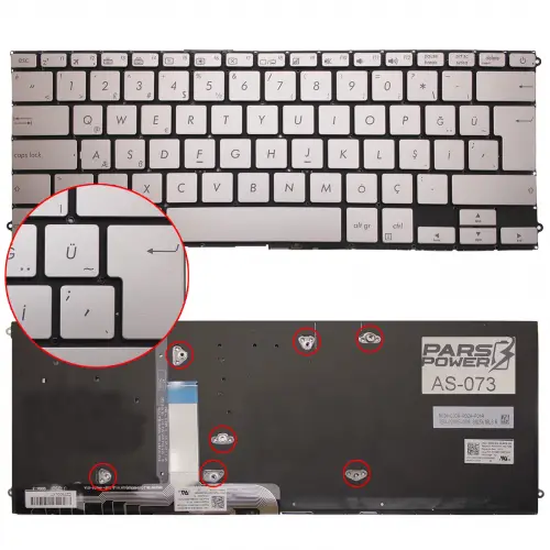 Asus 0KNB0-D633LA00 Notebook Klavye (Işıklı Gümüş TR)