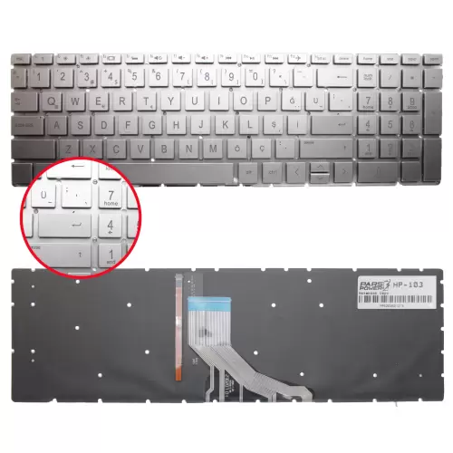HP 15-da0000, 15-db0000 Serisi Notebook Klavye Işıklı (Gümüş TR)
