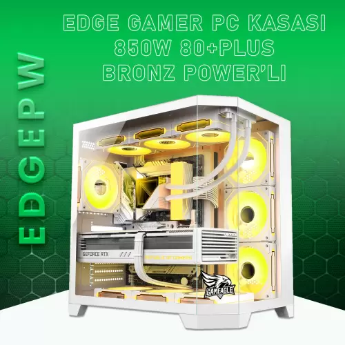 Gameagle Edge 7 Argb Fanlı Oyuncu Bilgisayar Kasası 850W 80+ Plus Bronz Modüler Powerlı (Beyaz)
