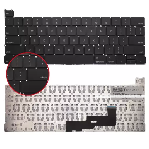 Apple MacBook Pro 13 M1 A2338 (EMC 3578) Klavye Işıklı (Siyah US)