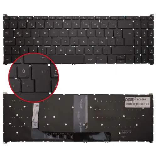 Acer Aspire 5 A715-76 Serisi Klavye Işıklı (Siyah TR)