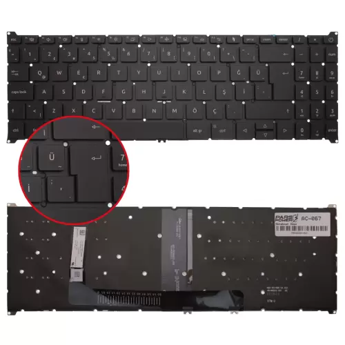 Acer Aspire 5 A515-57-59VS (NX.K8CEY.001) Klavye Işıklı (Siyah TR)
