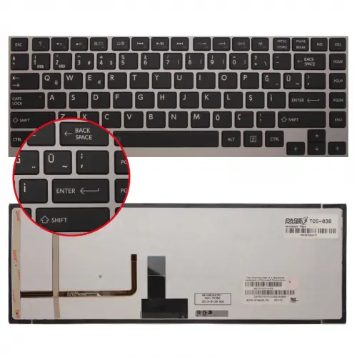 Toshiba Portege Z930-G1S Notebook Klavye Işıklı (Siyah TR)