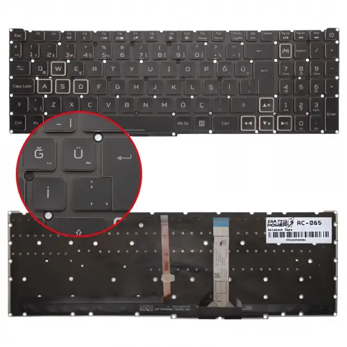 Acer Nitro 5 AN517-54-71HP, AN517-54-71J8 Klavye Işıklı (Siyah TR)