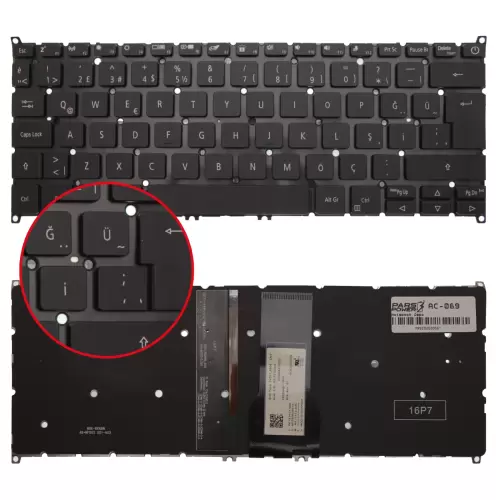 Acer A514-52 Klavye Işıklı (Siyah TR)