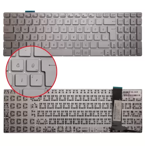 Asus N750J, N76VB Klavye (Gümüş TR)