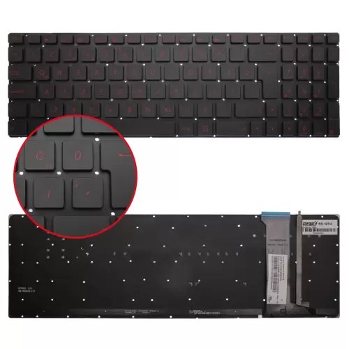 Asus VivoBook Pro N752V, N752VW, N752VX Notebook Klavye Işıklı (Siyah TR)