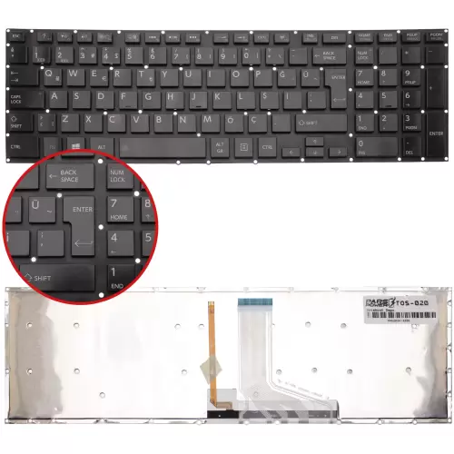 Toshiba Satellite P70-B-10Z, P70-B-11E Notebook Klavye Işıklı (Siyah TR)