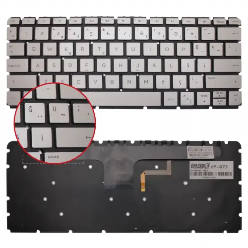 Hp 909620-001, 909620-141 Notebook Klavyesi (Işıklı Gümüş TR)