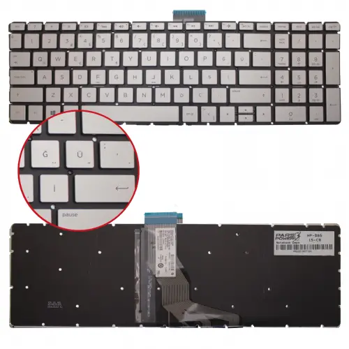 Hp Envy 15-as, 15-as0xx, 15-as1xx Notebook Klavye Işıklı (Gümüş TR)