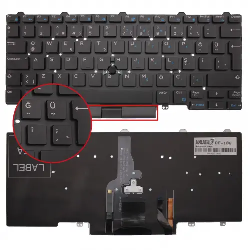 Dell Latitude P73G003, P72G003 Klavye Işıklı (Siyah TR)