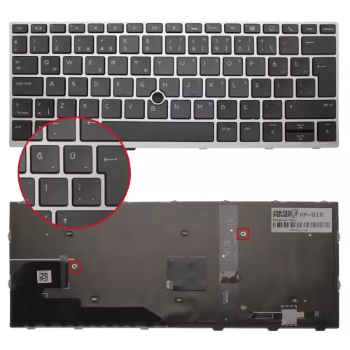 HP Elitebook 830 G5, 735 G5, 730 G5 Klavye Işıklı (Siyah TR)