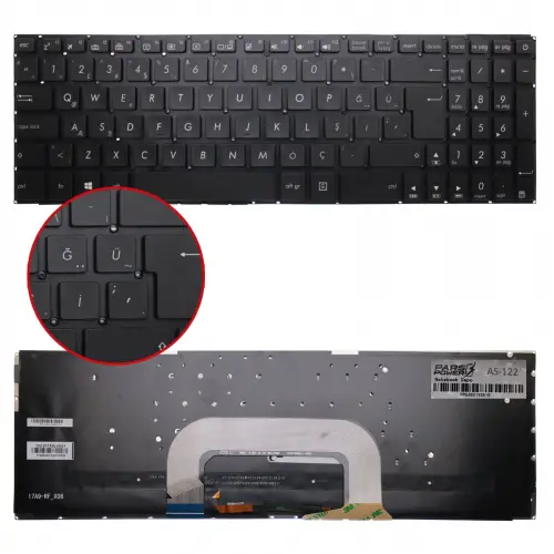 Asus VivoBook Pro 17 N705, X705 Klavye Işıklı (Siyah TR)