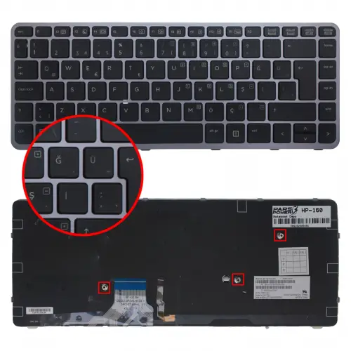 HP EliteBook Folio 90.4LU07.L0T Klavye Işıklı (Siyah TR)