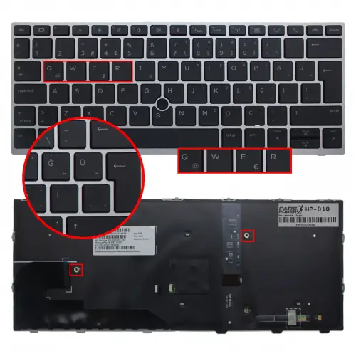 HP Elitebook 830 G5, 735 G5, 730 G5 Klavye Işıklı (Siyah TR)