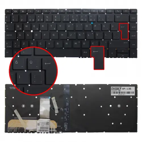 HP EliteBook Folio L02268-541, L02267-541 Klavye Işıklı (Siyah TR)