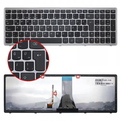 Lenovo G500S, G505S, G510S, S500, S510P, Z510, Z510P Notebook Klavye Işıklı (Siyah TR)
