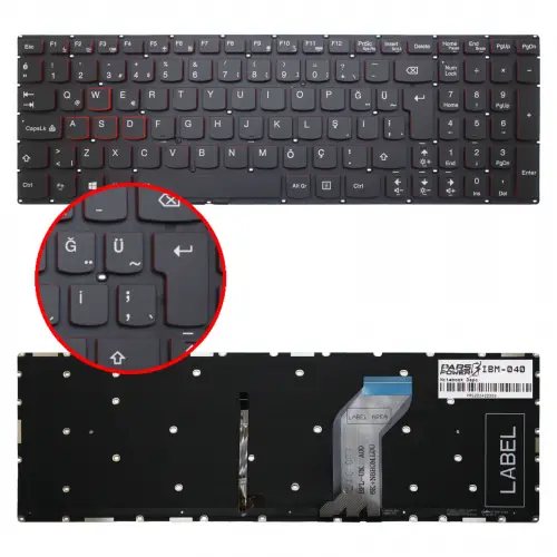 Lenovo ideaPad 80Q0000GUS Notebook Klavye Işıklı (Siyah TR)