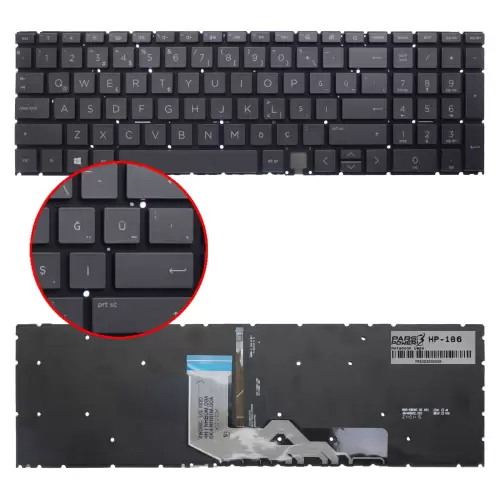 HP 15-fc0000nt (7P6B0EA) Klavye Işıklı (Siyah TR)