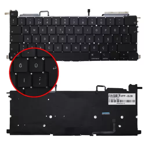 Apple MacBook Pro 13 M1 A2338 2020 Klavye Işıklı (Siyah TR)