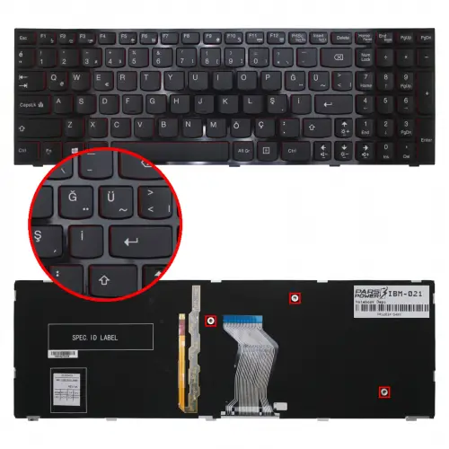 Lenovo ideaPad T4B9-TUR PK130RR3A00 Klavye Işıklı (Siyah TR)