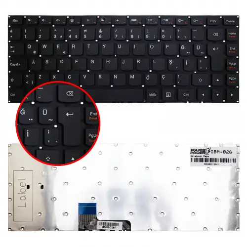 Lenovo E31-70, E3170, 80KX, E31-80, E3180, 80MX, 700-14ISK, 80QD Notebook Klavye (Siyah TR)