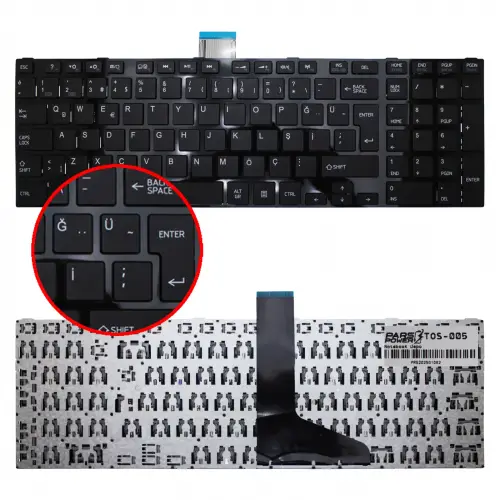 Toshiba Satellite C850, C855, C870, L850, L855, L870 Serisi Uyumlu Notebook Klavye (Siyah TR)
