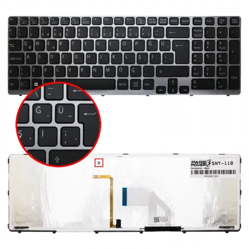 Sony Vaio V133946CS1,149088011USX SEGSQ 1D Notebook Klavye Işıklı (Siyah TR)