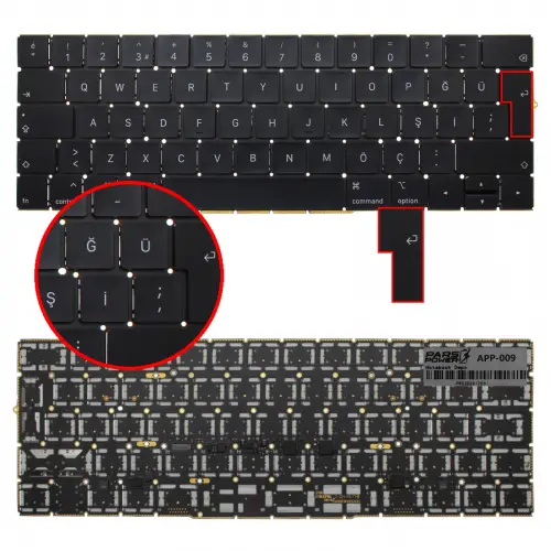 Apple MacBook TouchBar A1707 2016, 2017 Klavye Siyah (ING)