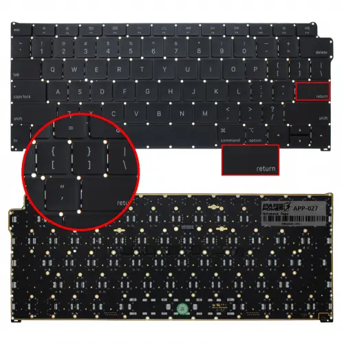 Apple MacBook Air 13 A1932 2018, 2019 Klavye (Siyah US)